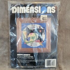 Dimensions Needlepoint Kit 5x5 Happy Hearts Sewing 7156 Vintage